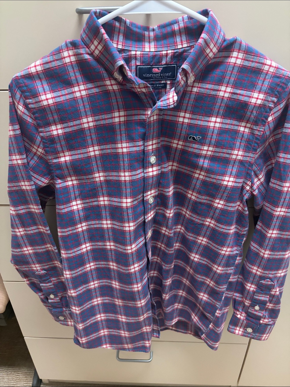 Vineyard Vines Boys Flannel Whale Shirt Size M (12-14) Plaid